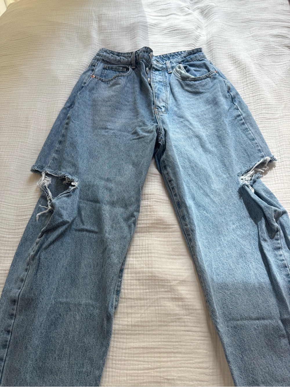 PLT high rise baggy jeans with thigh slits